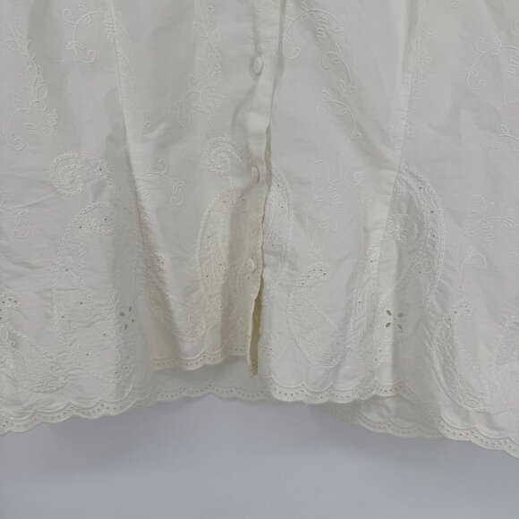 Jones NY Country White Eyelet Embroidered Button Up Shirt Womens 16P Cottagecore - Picture 4 of 7